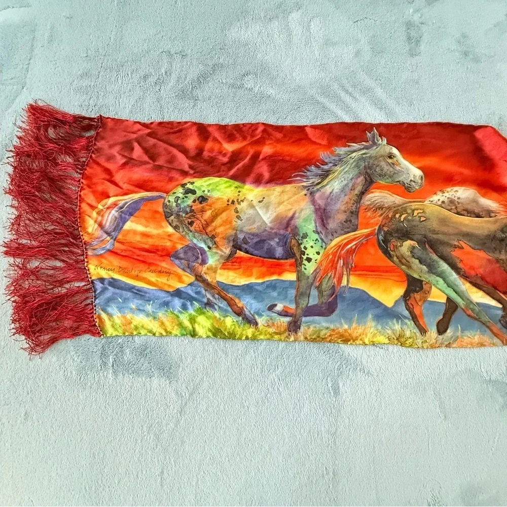 Nancy Dunlop Cawdrey “Follow My Lead” Vibrant Dye On Satin Silk 12” X 58”